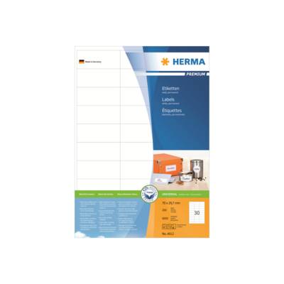 HERMA Premium - Papier - matt - permanent selbstklebend - weiß - 70 x 29.7 mm 6000 Etikett(en) (200 Bogen x 30)-0