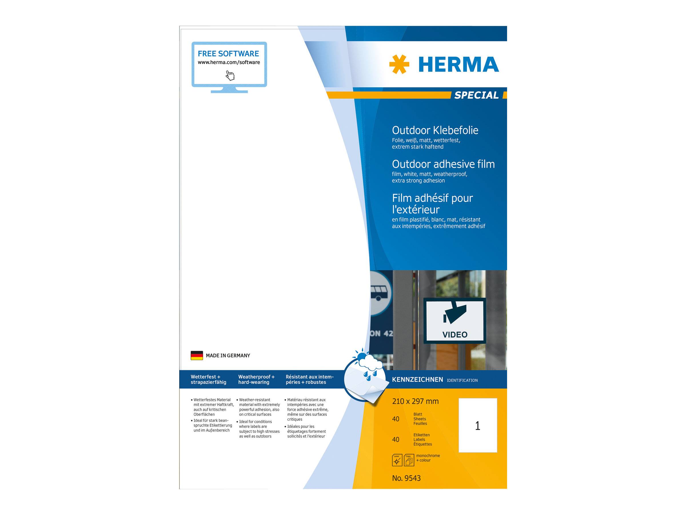 HERMA Special - Polyethylen (PE) - matt - extrem stark haftend - weiß - A4 (210 x 297 mm)-0