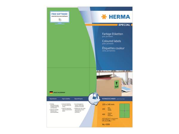 HERMA Special - Papier - matt - permanent selbstklebend - grün - A6 (105 x 148 mm)