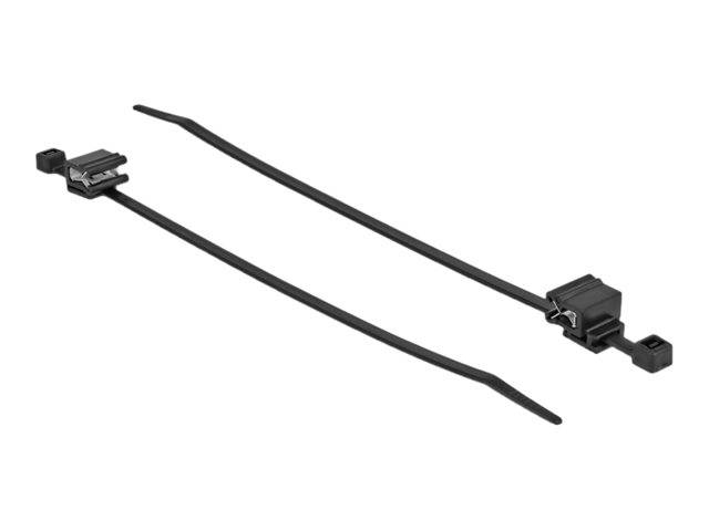Delock Kabelbinder - mit Kanten-Befestigungsclip - 20 cm - Schwarz (Packung mit-0