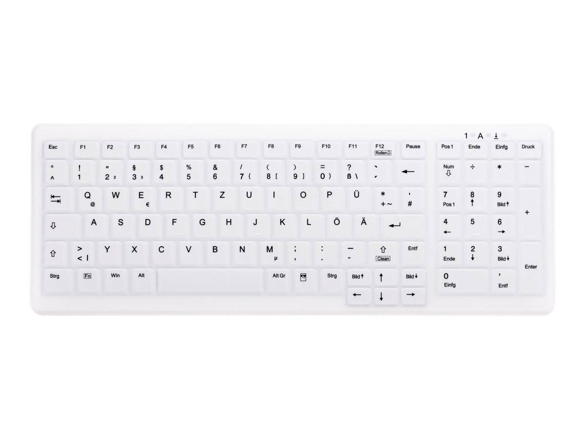 Contour Active Key AK-C7000F Medical Key Funk Hygiene-Tastatur Deutsch, QWERTZ Weiß Silikonmembran, Geeignet f. Wischdes-1