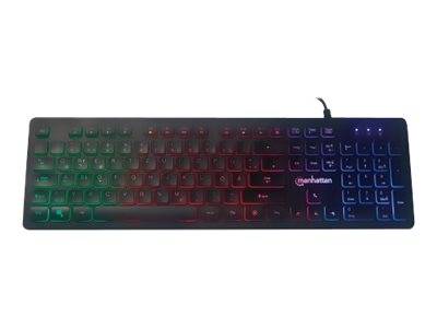 Manhattan Gaming USB Keyboard, Low Force Key Edition, 12 Multimedia Keys, Rainbow-LED Backlighting, USB-A, Black, Retail-7