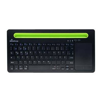 MEDIARANGE Tastatur kompakt mit Touchpad Telefonhalter kabellos Bluetooth 5.0 QWERTZ Deutsch/Österreichisch Schwarz/Grün-0