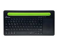 MEDIARANGE Tastatur kompakt mit Touchpad Telefonhalter kabellos Bluetooth 5.0 QWERTZ Deutsch/Österreichisch Schwarz/Grün-1