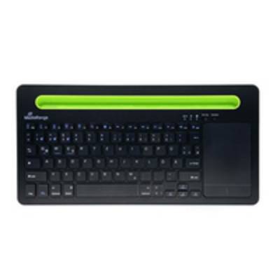 MEDIARANGE Tastatur kompakt mit Touchpad Telefonhalter kabellos Bluetooth 5.0 QWERTZ Deutsch/Österreichisch Schwarz/Grün-1