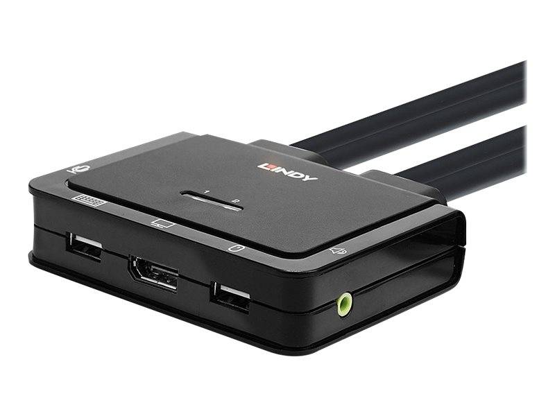 Lindy 2 Port DisplayPort 1.2, USB Type C, USB 2.0 & Audio Cable KVM Switch-7