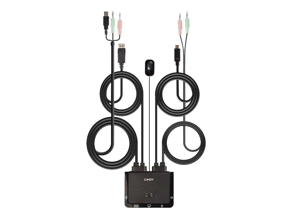 Lindy 2 Port DisplayPort 1.2, USB Type C, USB 2.0 & Audio Cable KVM Switch-8