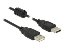 Delock USB-Kabel USB 2.0 USB-A Stecker, USB-A Stecker 1.50 m Schwarz mit Ferritkern 84890-4