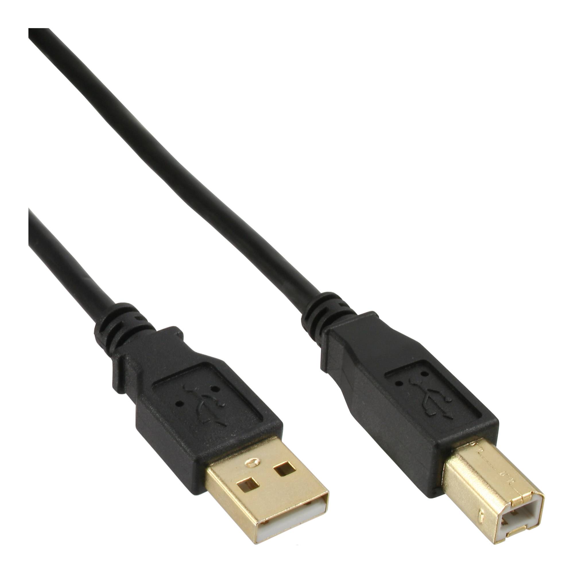 InLine® USB 2.0 Kabel, A an B, schwarz, Kontakte gold, 2m-0