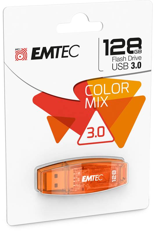 EMTEC C410 - 128 GB - USB Typ-A - 2.0 - Kappe - Orange - 5/15 MB/s - 56.89x19.05-1