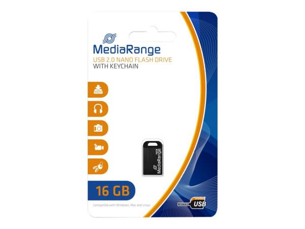 MEDIARANGE Nano - USB-Flash-Laufwerk - 16 GB - USB 2.0 - Schwarz