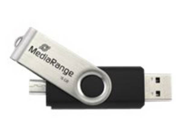 MEDIARANGE MR932 - USB-Flash-Laufwerk - 32 GB - USB 2.0 / micro USB - Schwarz/Si