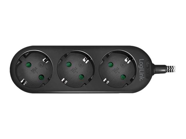 LogiLink - Steckdosenleiste - Wechselstrom 250 V - 3680 Watt - Eingabe, Eingang CEE 7/4 - Ausgangsanschlüsse: 3 (3 x Ste-6
