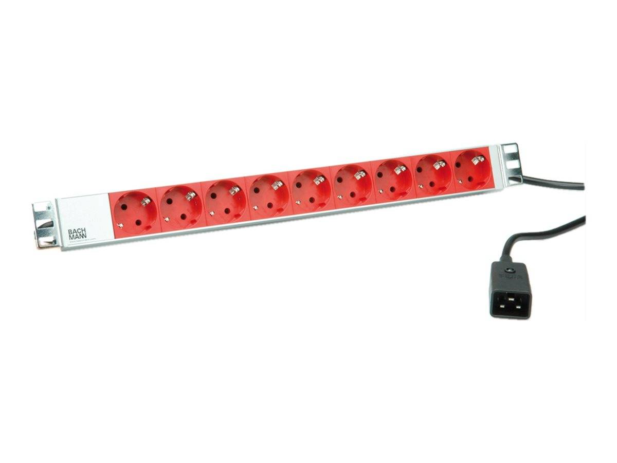 BACHMANN 19" Steckdosenleiste 9x Schutzkontakt C20-Stecker, silberfarben-3