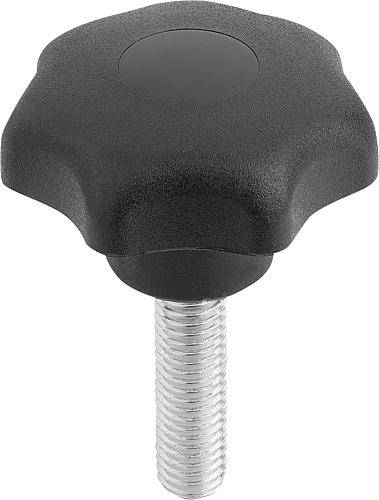 STERNGRIFF ÄHNLICH DIN6336 D=M06X50, D1=25, FORM:L, THERMOPLAST SCHWARZ, KOMP:STAHL BLAU-PASSIVIERT,-0