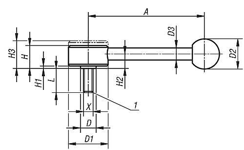 SPANNHEBEL FLACH GR.3 M16X60, A=148, FORM:0° STAHL, KOMP:KUNSTSTOFF-5