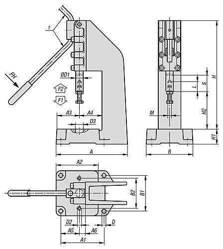 KNIEHEBELPRESSE HANDAUSFÜHRUNG, F2=6000, STAHL, KOMP:STAHL-1
