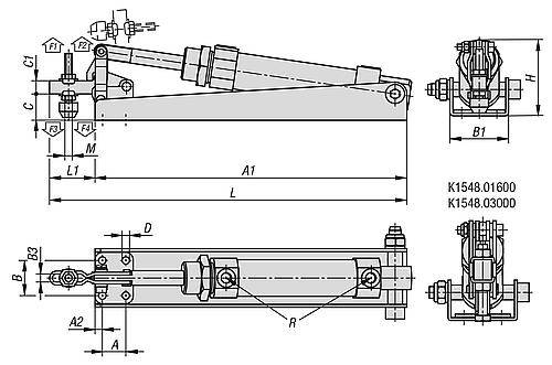 PNEUMATIKSPANNER HORIZONTAL, FORM:A, STAHL, KOMP:STAHL F1=3000-3