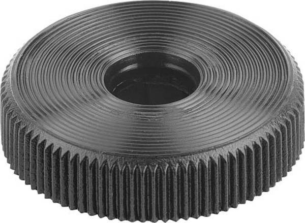 RÄNDELKNOPF FÜR SECHSKANTSCHRAUBEN D1=36 H=10, FORM:A POM, SCHWARZ, FÜR M08, SW=13