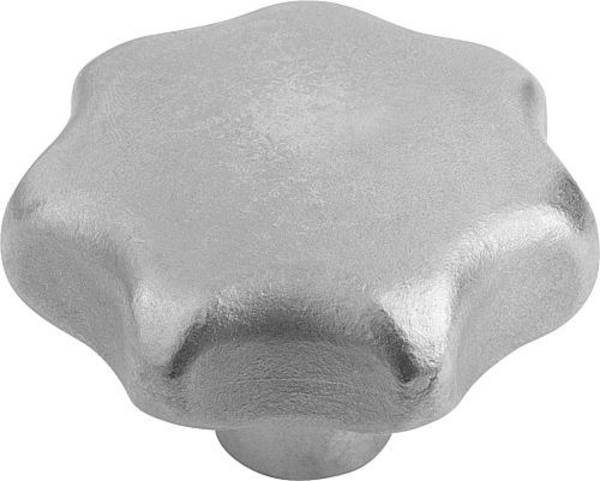 STERNGRIFF, FORM:E DIN6336 D=M12, D1=63, H=42, EDELSTAHL GESTRAHLT