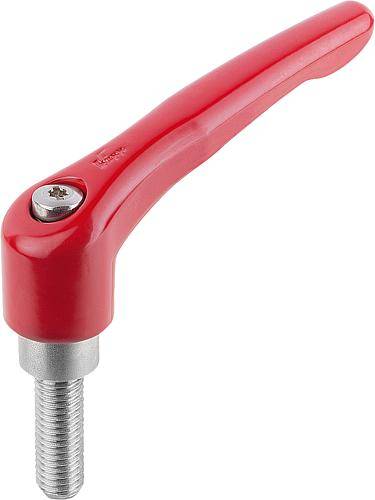 KLEMMHEBEL GR.0 M05X20, ZINK ROT RAL3003 KUNSTSTOFFBESCHICHTET, KOMP:EDELSTAHL BLANK