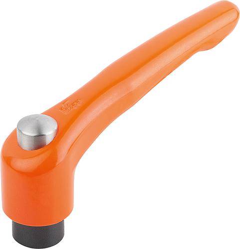 KLEMMHEBEL MIT SCHUTZKAPPE GR.2 M08, ZINK ORANGE RAL2004 SEIDENMATT, KOMP:STAHL BRÜNIERT