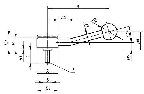 SPANNHEBEL FLACH GR.3 M16X60, A=145, FORM:15° STAHL, KOMP:KUNSTSTOFF-5
