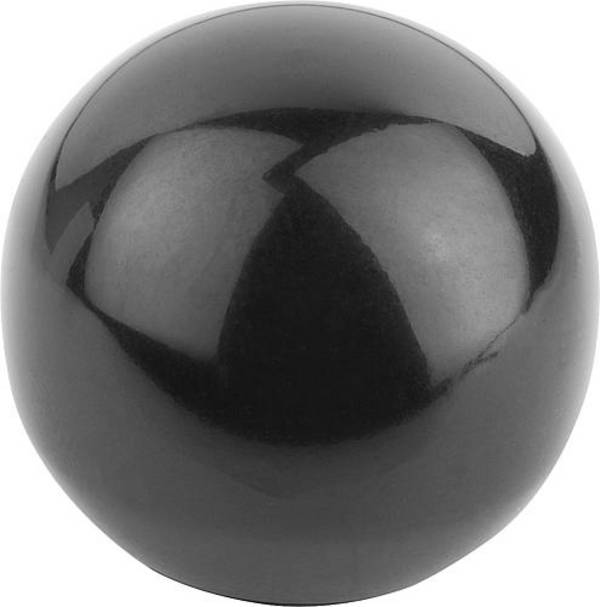 KUGELKNOPF GLATTE AUSFÜHRUNG DIN319 ERWEITERT, D1=20, D=M06, FORM:C PRESSSTOFFGEWINDE, DUROPLAST SCHWARZ