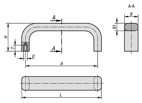 BÜGELGRIFF L=245 ALUMINIUM, SCHWARZ ELOXIERT, A=235, D=M05-5