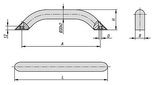 ROHRGRIFF RUND, A=400, L=446,4, D=M08, ALUMINIUM ROT RAL3003 PULVERBESCHICHTET-1