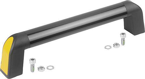 ROHRGRIFF BIGHAND, A=200, D=8 ALUMINIUM SCHWARZGRAU PULVERBESCHICHTET, KOMP:THERMOPLAST SCHWARZGRAU RAL7021,-0