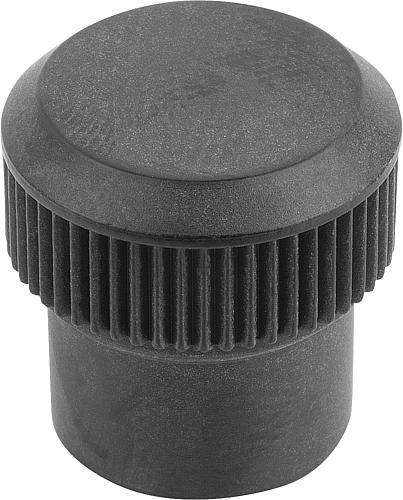 RÄNDELKNOPF, D1=15 D=M05, H=15,5, DUROPLAST SCHWARZ, KOMP:MESSING-0