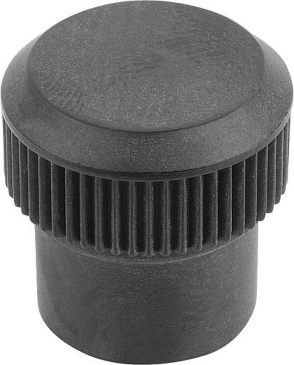 RÄNDELKNOPF, D1=15 D=M05, H=15,5, DUROPLAST SCHWARZ, KOMP:MESSING
