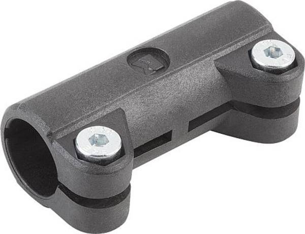 ROHRVERBINDER GERADE, FÜR RUNDROHRE, A=30, L=95, THERMOPLAST, KOMP:STAHL VERZINKT