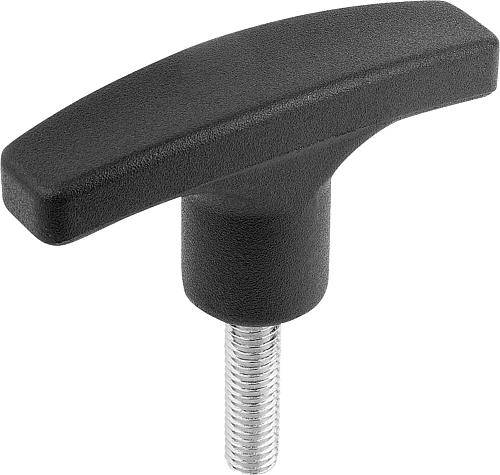 T-GRIFF D=M05X15, A=40, B=13, H=30,5, FORM:L THERMOPLAST, SCHWARZ, KOMP:STAHL, VERZINKT-0