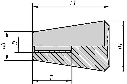 KONUSKNOPF FESTSTEHEND D=M12, D1=35, DUROPLAST SCHWARZ-5