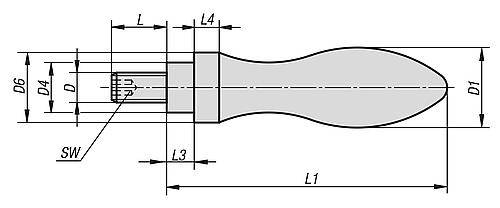 BALLENGRIFF DREHBAR, FORM:E STAHL, KOMP:STAHL, L1=54,5-1