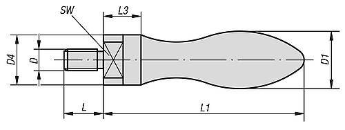BALLENGRIFF DREHBAR ÄHNLICH DIN98, FORM:E D=M10X16, D1=24, L1=86, EDELSTAHL 1.4404 POLIERT-2