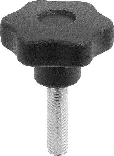 STERNGRIFF M08X30, D1=50, FORM:L MIT AUßENGEWINDE, H=29, THERMOPLAST SCHWARZ, KOMP:STAHL VERZINKT-0