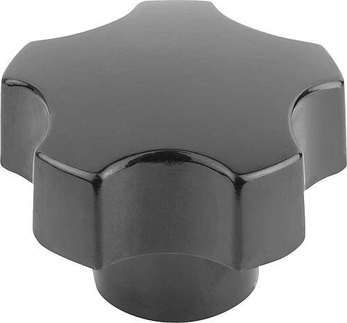 FÜNFSTERNGRIFF D=M10 D1=40 H=28, FORM:K DUROPLAST, KOMP:STAHL