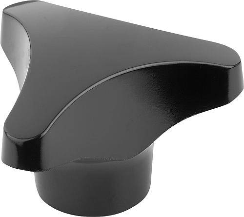 DREISTERNGRIFF HOHER BUND D=M06 D1=40 H=22, FORM:K DUROPLAST, SCHWARZ, KOMP:EDELSTAHL