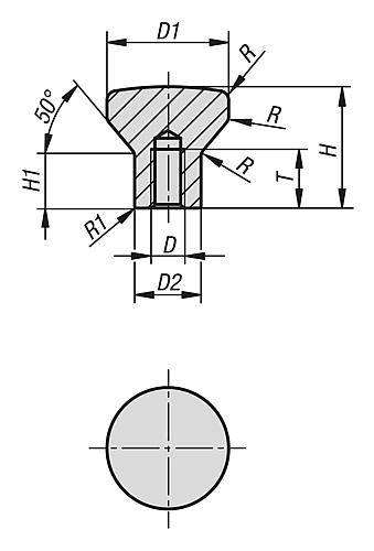 PILZKNOPF HYGIENIC USIT® D=M04 D1=20 EDELSTAHL 1.4404, POLIERT, HOHER BUND-1