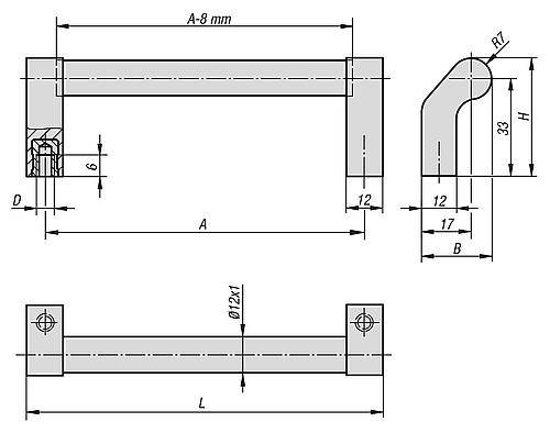 ROHRGRIFF ABGEWINKELT, A=160, L=172, D=M04 ALUMINIUM SCHWARZ ELOXIERT, KOMP:POLYAMID-1