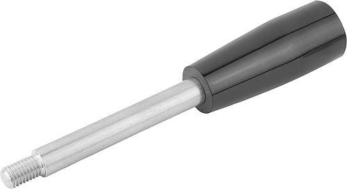 GRIFFSTANGE M06, L=35, D=8, FORM:E KONUSGRIFF, EDELSTAHL BLANK, KOMP:DUROPLAST SCHWARZ HOCHGLANZPOLIERT-0
