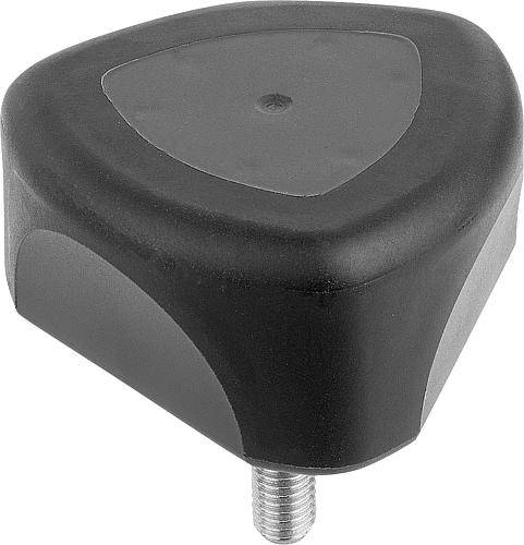 DREISTERNGRIFF ERGONOMISCH D=M08X40 D1=67,7 H=36, FORM:L KUNSTSTOFF, SCHWARZGRAU RAL7021, 2-KOMPONENTEN,-0