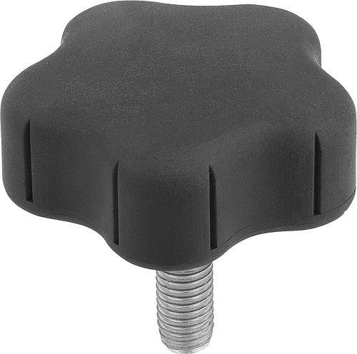 FÜNFSTERNGRIFF D=M10X50 D1=40 H=27,7, FORM:L THERMOPLAST, KOMP:STAHL