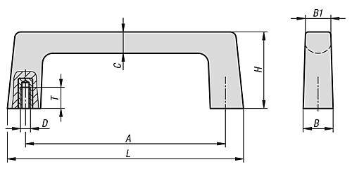 BÜGELGRIFF L=130 DUROPLAST, SCHWARZ, A=110, D=M05-1