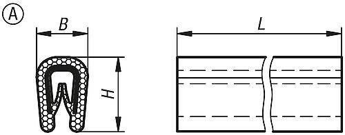 KANTENSCHUTZPROFIL OHNE DICHTUNG 10000X6,5X10, FORM:A, PVC SCHWARZ L=10 METER-0