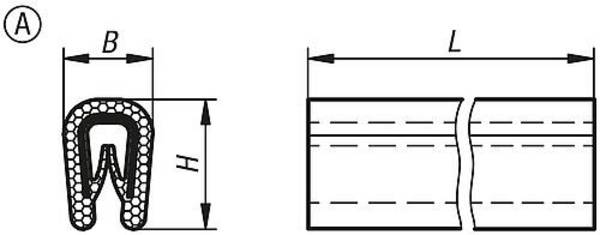 KANTENSCHUTZPROFIL OHNE DICHTUNG 5000X6,5X10, FORM:A, PVC SCHWARZ