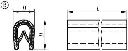 KANTENSCHUTZPROFIL OHNE DICHTUNG 20000X10X14,5, FORM:B, PVC SCHWARZ L=20 METER-0